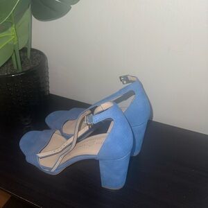 Blue chunk heels